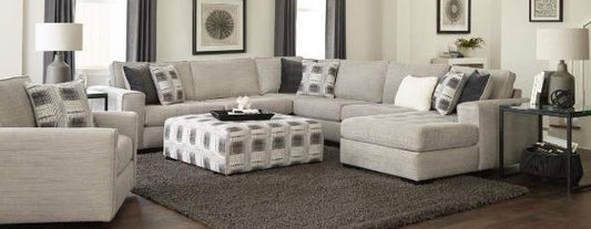 0241 3 PC Ian Nickel Sectional, Ottoman & Swivel Chair