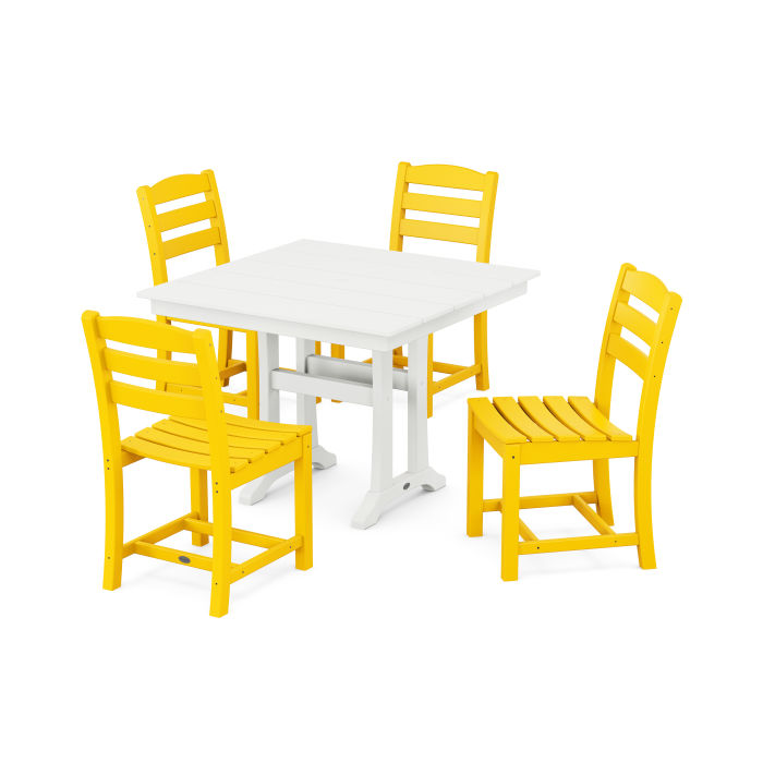 La Casa Café 5-Piece Farmhouse Trestle Side Chair Dining Set