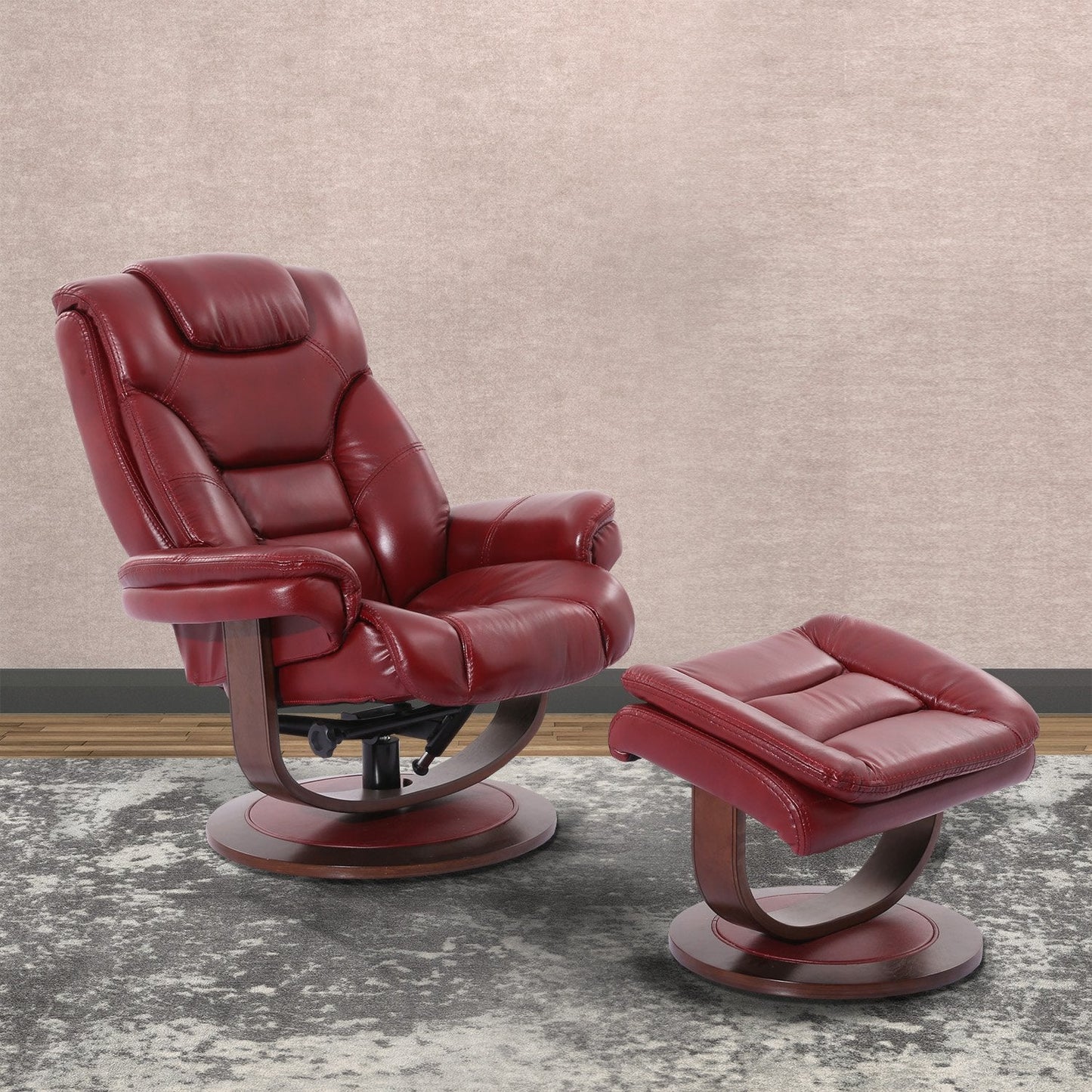 MONARCH - ROUGE MANUAL RECLINING SWIVEL CHAIR AND OTTOMAN