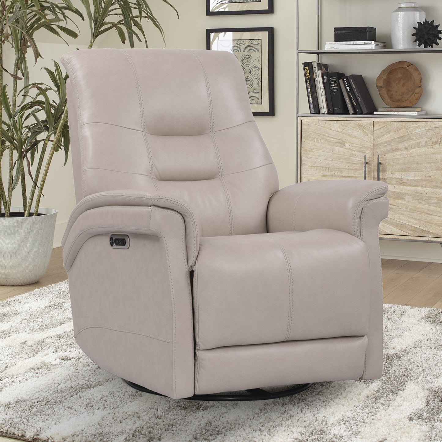 CARNEGIE - VERONA LINEN - POWERED BY FREEMOTION POWER CORDLESS SWIVEL GLIDER RECLINER