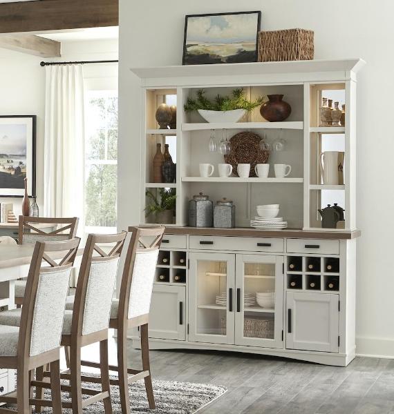 AMERICANA MODERN DINING 2PC 69 IN. BUFFET / DISPLAY HUTCH WITH QUARTZ INSERT