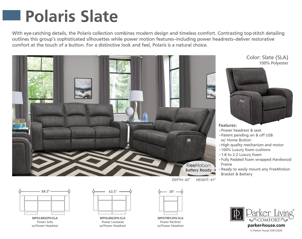 POLARIS - SLATE POWER RECLINER