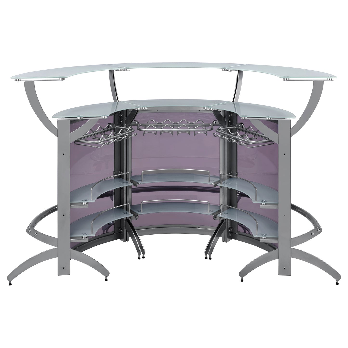 Dallas 3-piece Curved Freestanding Home Bar Cabinet Silver