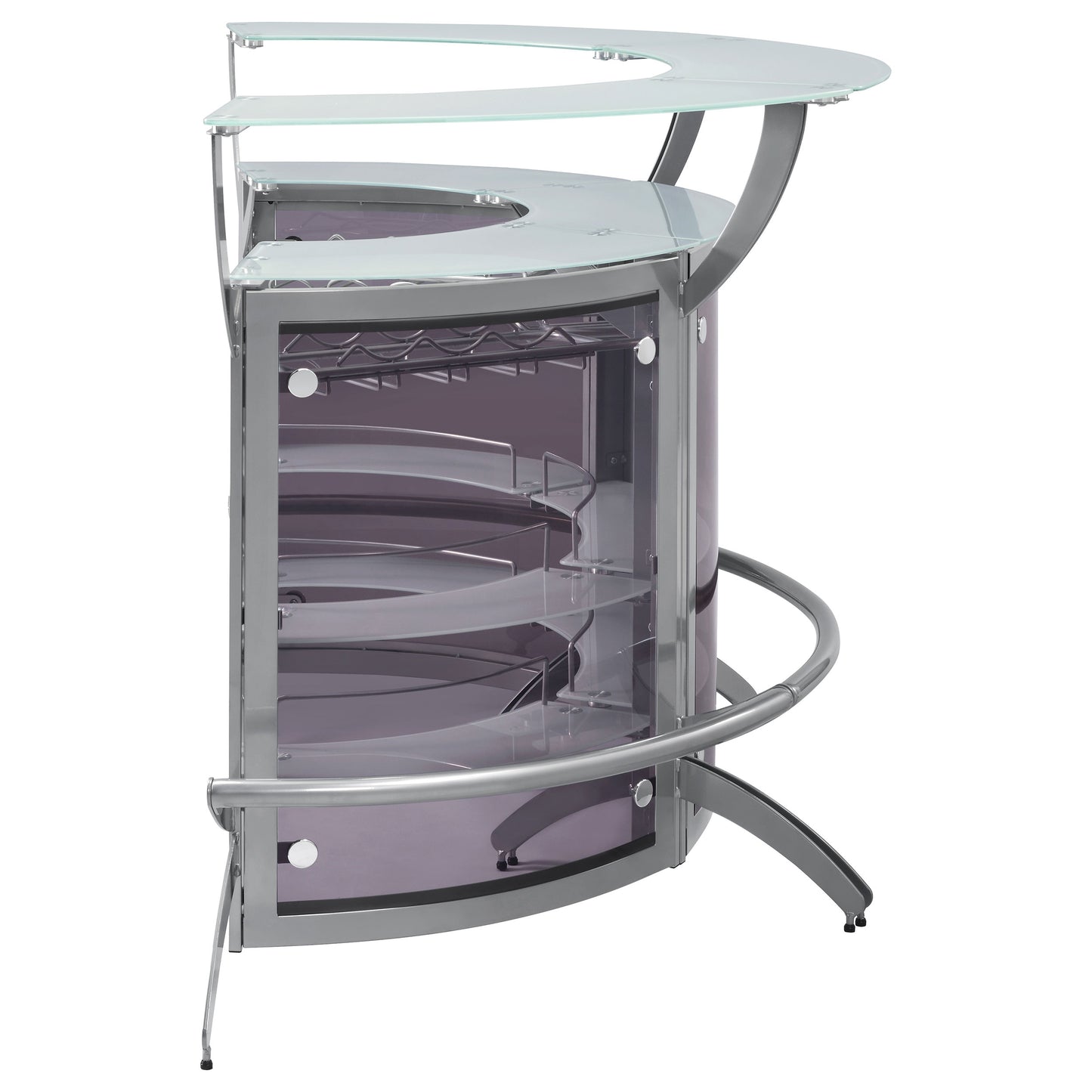 Dallas 3-piece Curved Freestanding Home Bar Cabinet Silver