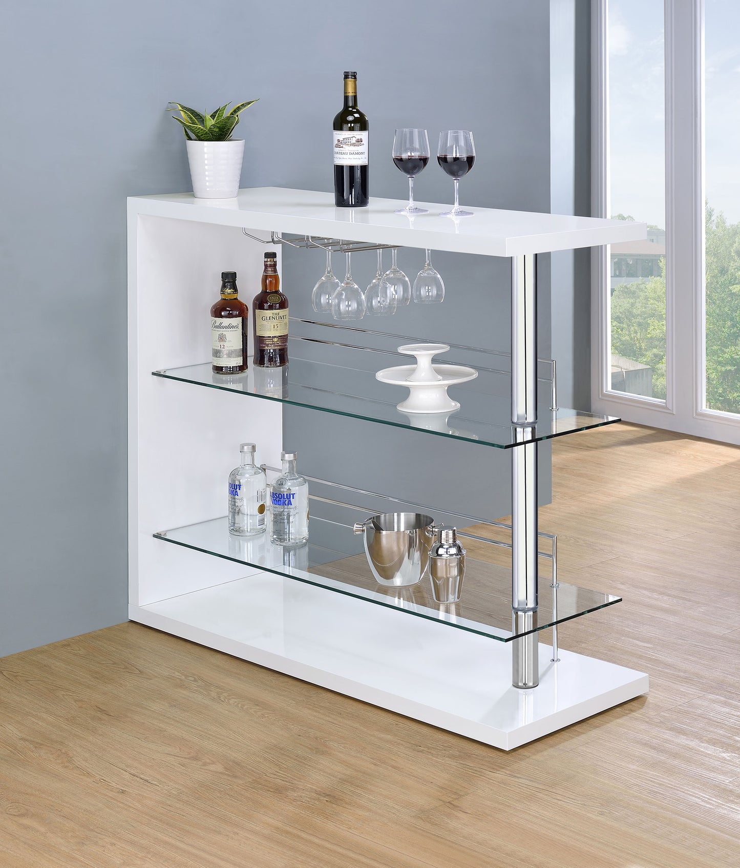 Prescott Rectangular Home Bar Table White High Gloss