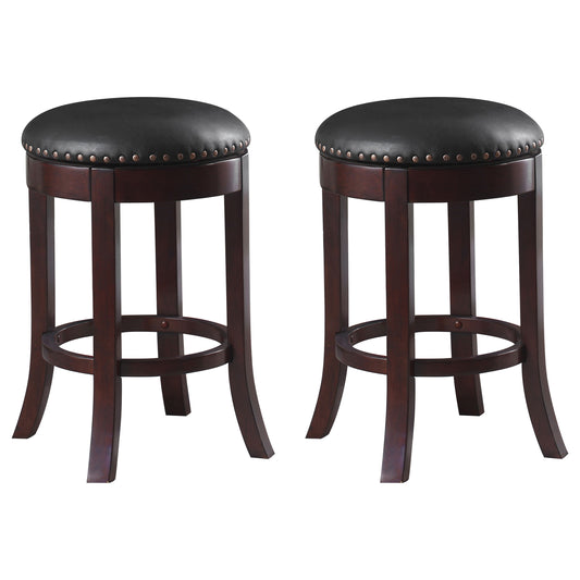 Aboushi Backless Swivel Counter Stool Brown (Set of 2)