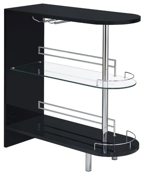 Adolfo Rectangular 2-tier Home Bar Table Black High Gloss