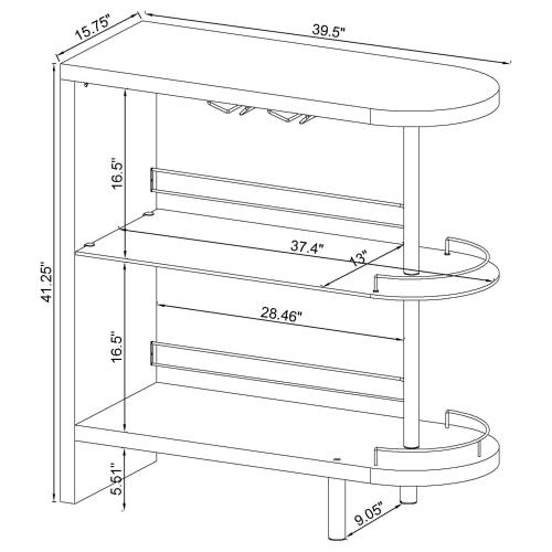 Adolfo Rectangular 2-tier Home Bar Table Black High Gloss