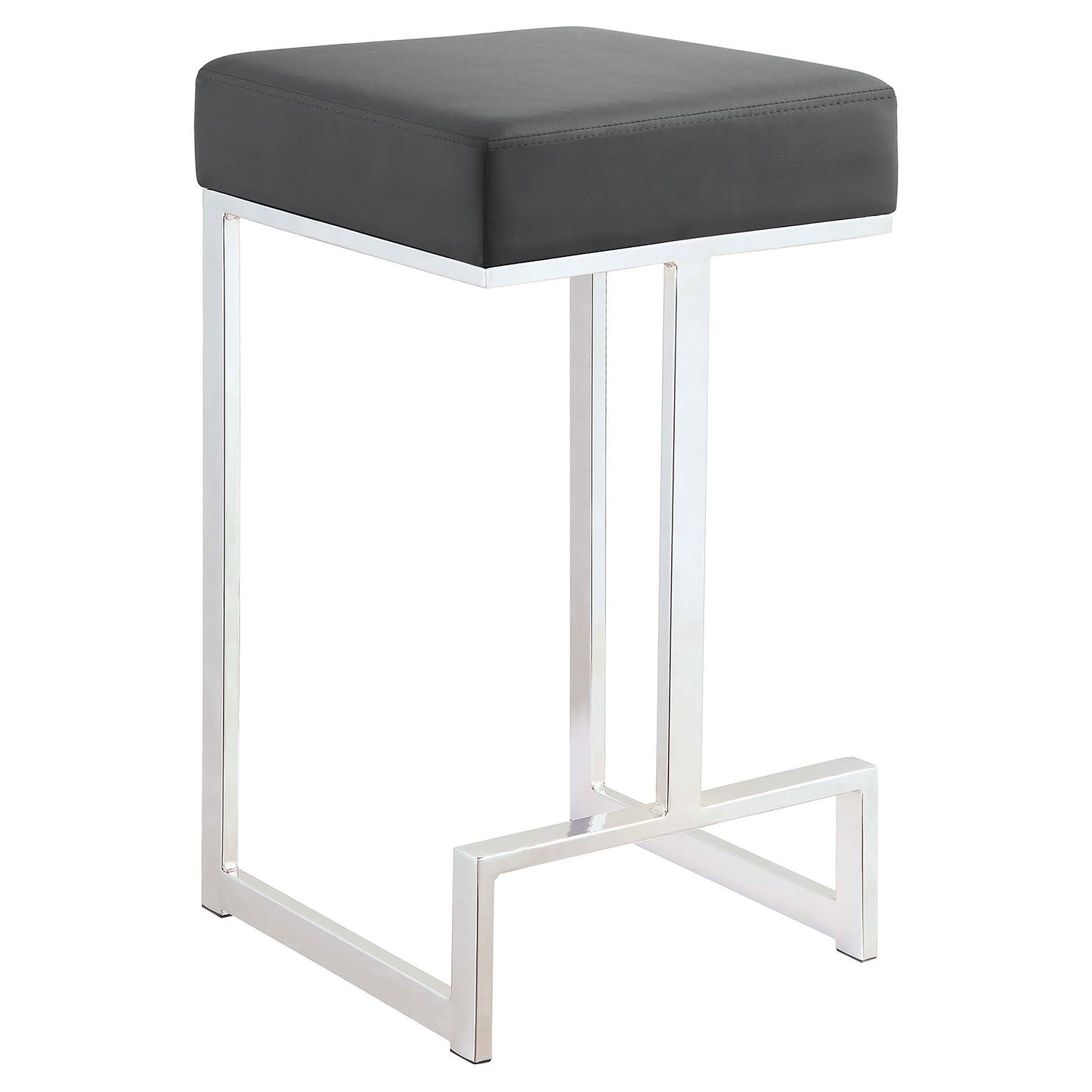 Gervase Square Counter Height Stool Grey and Chrome