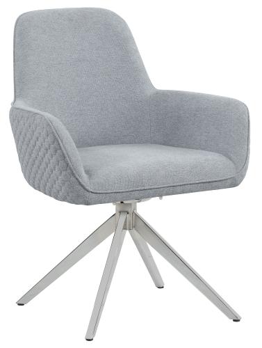 Abby Fabric Upholstered Swivel Dining Arm Chair Light Grey