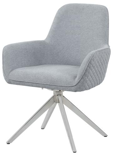 Abby Fabric Upholstered Swivel Dining Arm Chair Light Grey