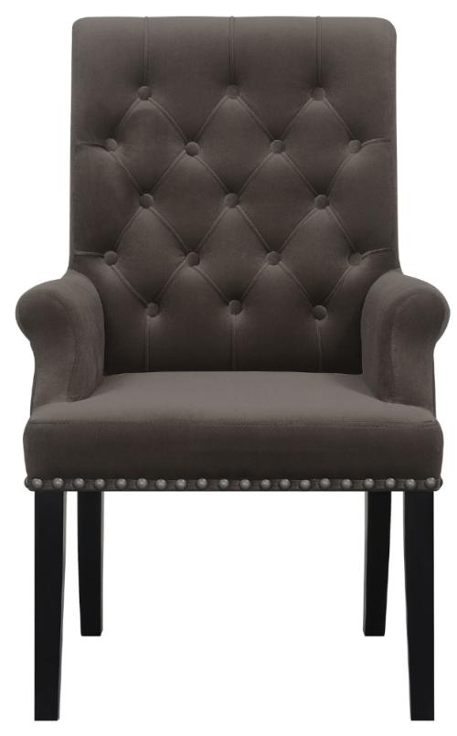 Alana Velvet Upholstered Dining Arm Chair Brown