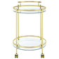 Chrissy 2-tier Round Glass Shelf Metal Bar Cart Brass