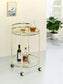 Chrissy 2-tier Round Glass Shelf Metal Bar Cart Brass