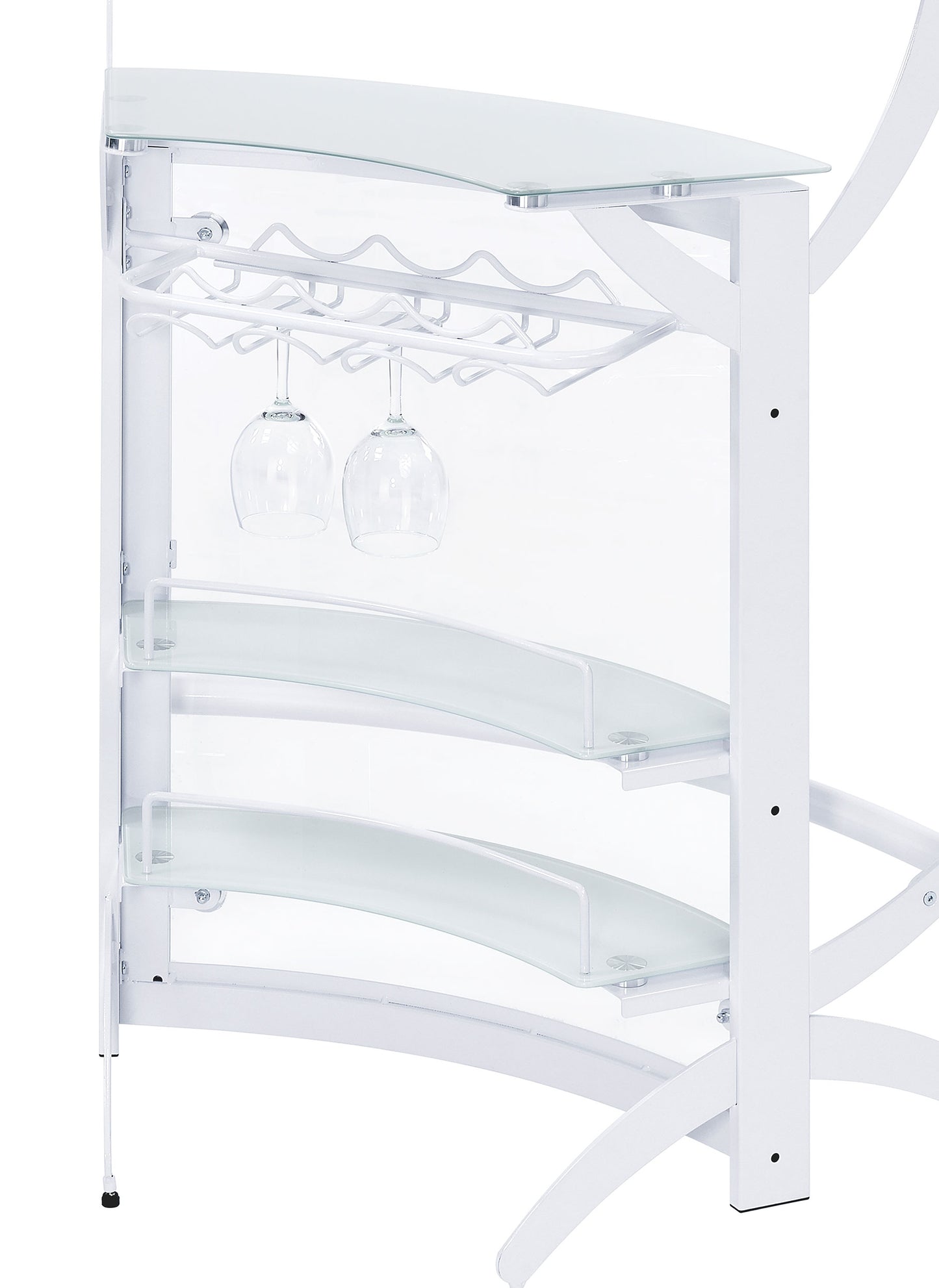 Dallas 2-shelf Curved Freestanding Home Bar Cabinet White