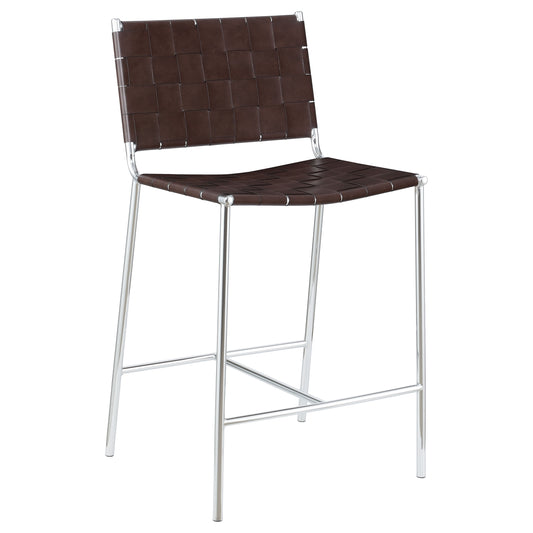 Adelaide Upholstered Counter Height Stool Brown and Chrome