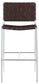 Adelaide Upholstered Pub Height Bar Stool Brown and Chrome