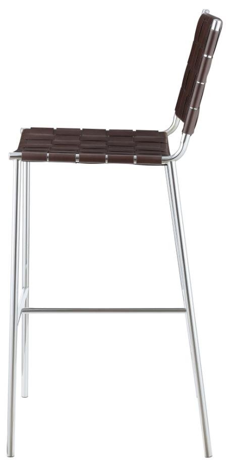 Adelaide Upholstered Pub Height Bar Stool Brown and Chrome