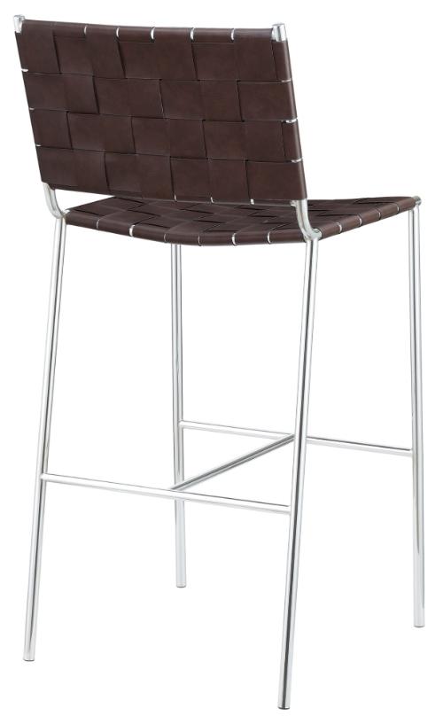 Adelaide Upholstered Pub Height Bar Stool Brown and Chrome