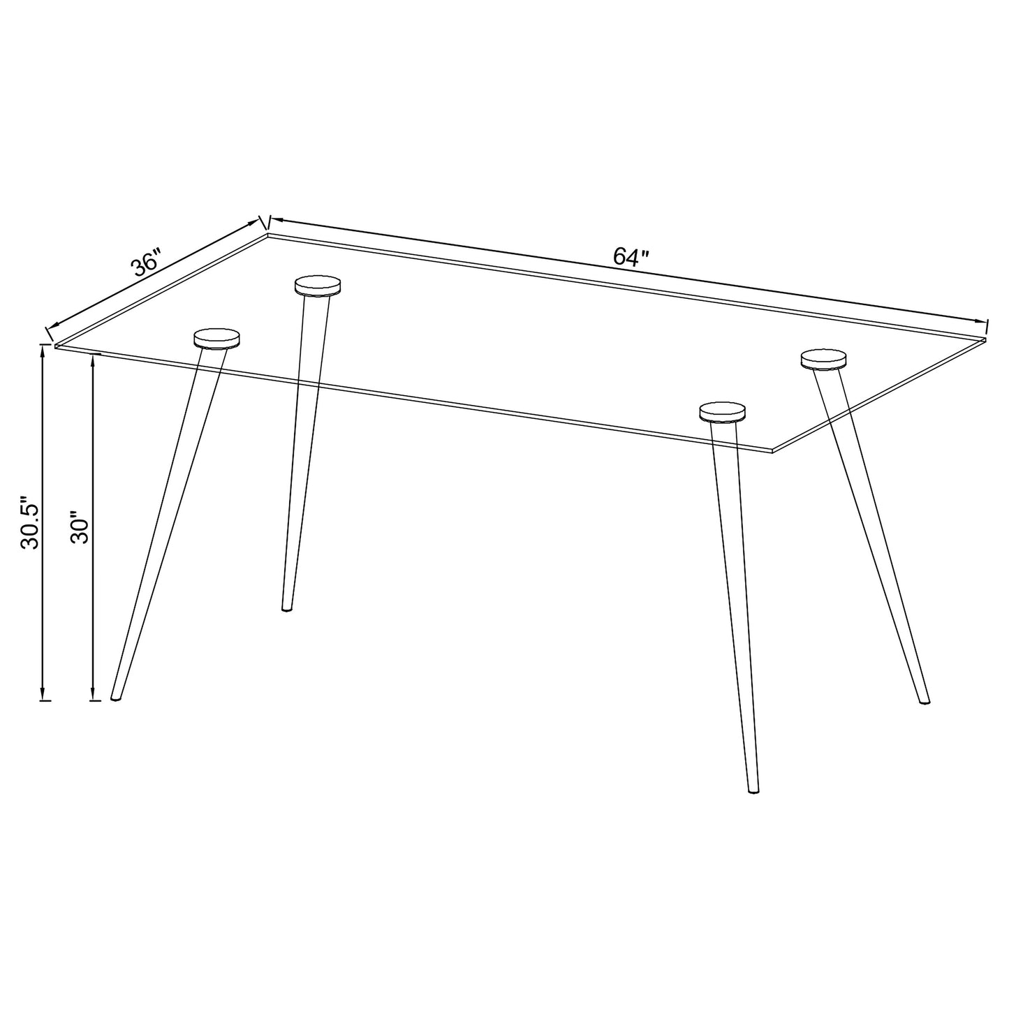 Gilman Rectangular 64-inch Glass Top Dining Table Chrome