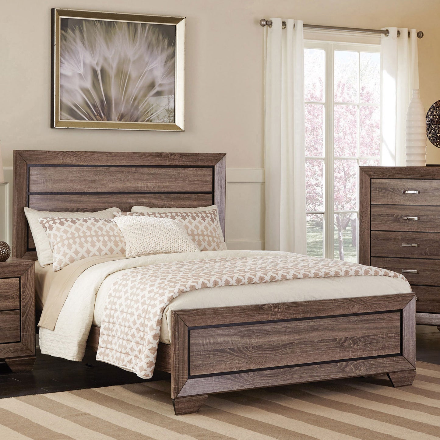 Kauffman Wood Eastern King Panel Bed Washed Taupe