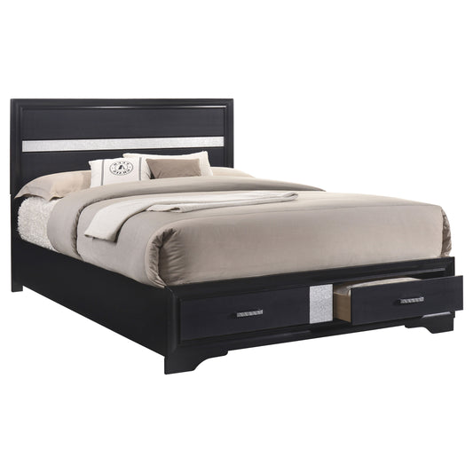 Miranda Wood Queen Storage Panel Bed Black