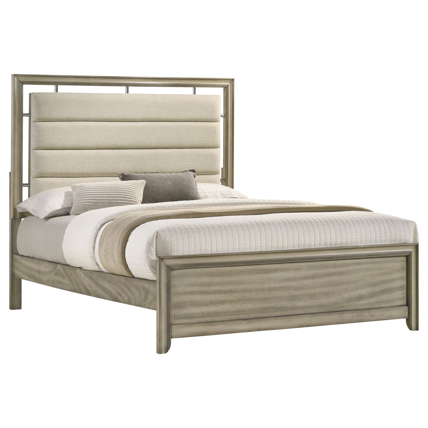 Giselle Wood Eastern King Panel Bed Rustic Beige