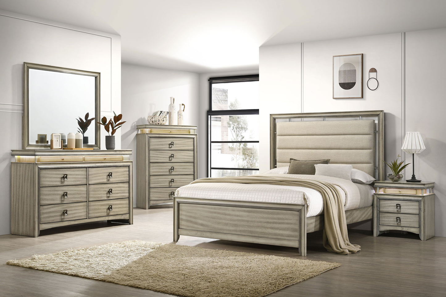 Giselle 5-piece Eastern King Bedroom Set Rustic Beige