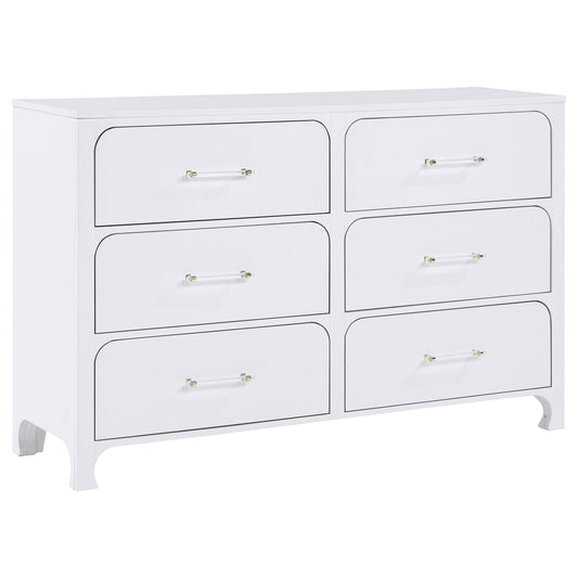 Anastasia 6-drawer Dresser Pearl White