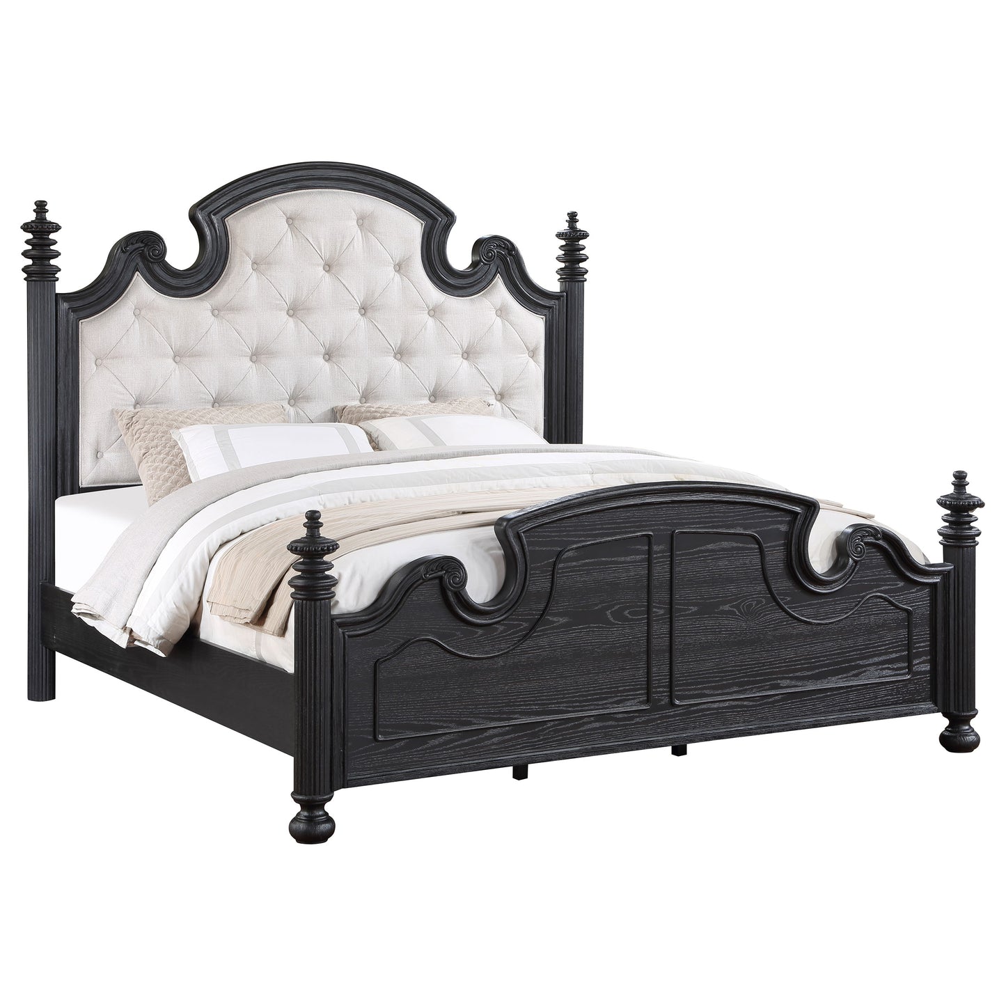 Celina Wood Eastern King Poster Bed Black