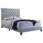 Warner Upholstered Eastern King Panel Bed Slate Blue