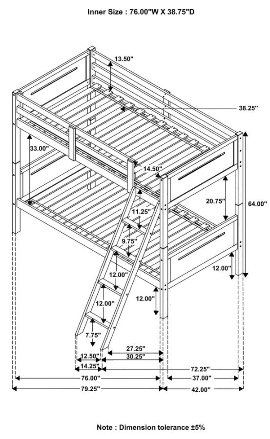 Littleton Wood Twin over Twin Bunk Bed