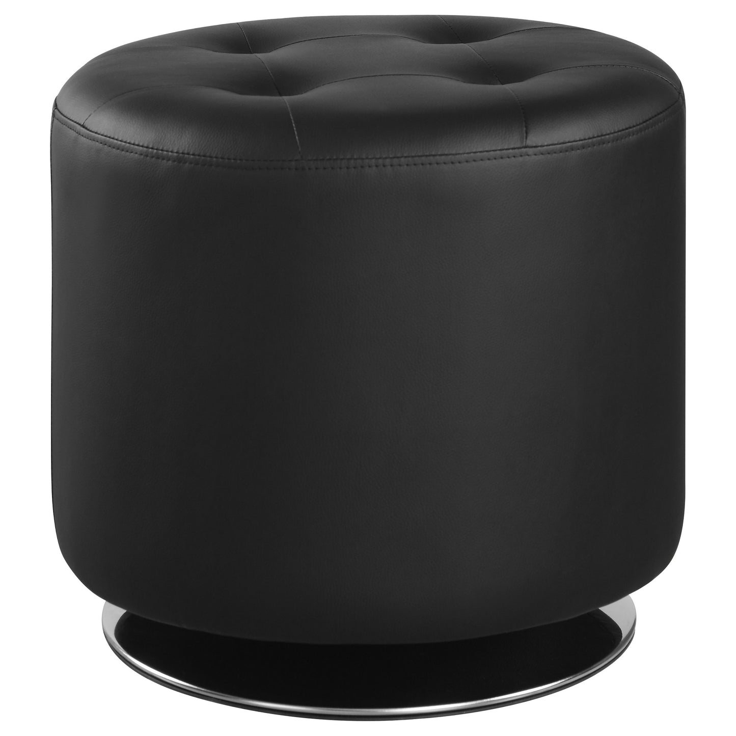 Bowman Round Upholstered Tufted Swivel Ottoman Black