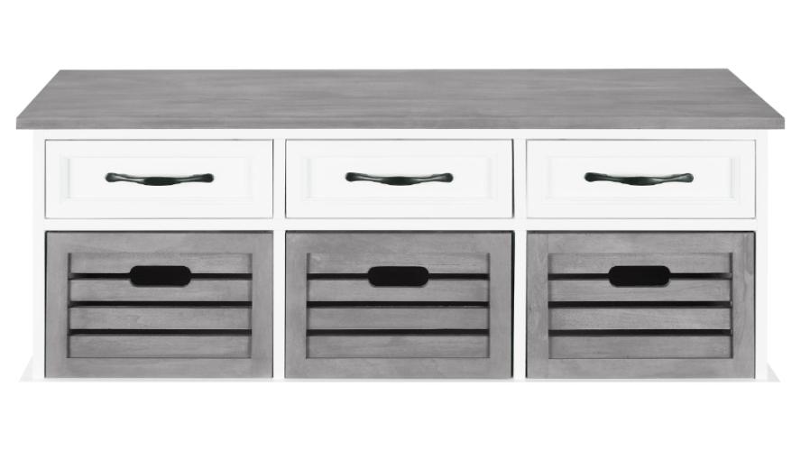 Alma 3-drawer Storage Bench White and Weathered Grey