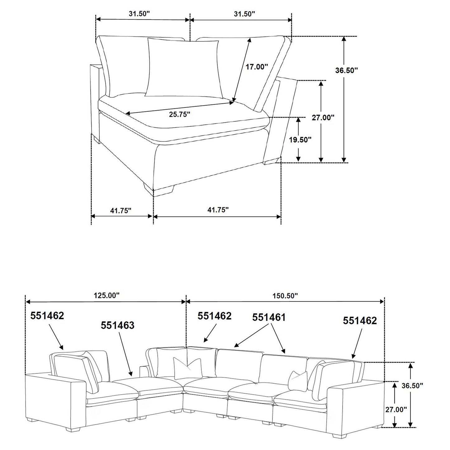 Lakeview 6-piece Upholstered Modular Sectional Chocolate