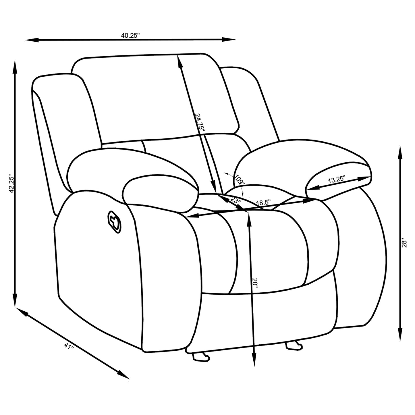 Weissman Upholstered Padded Arm Glider Recliner Grey