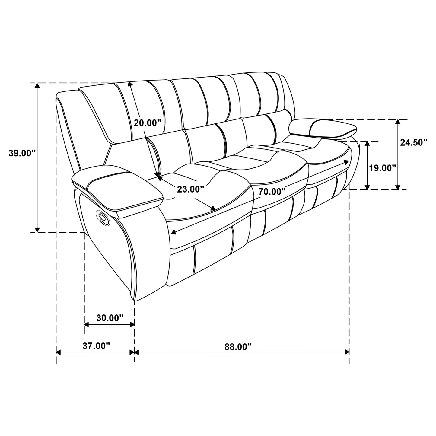 Camila Upholstered Motion Reclining Sofa Red