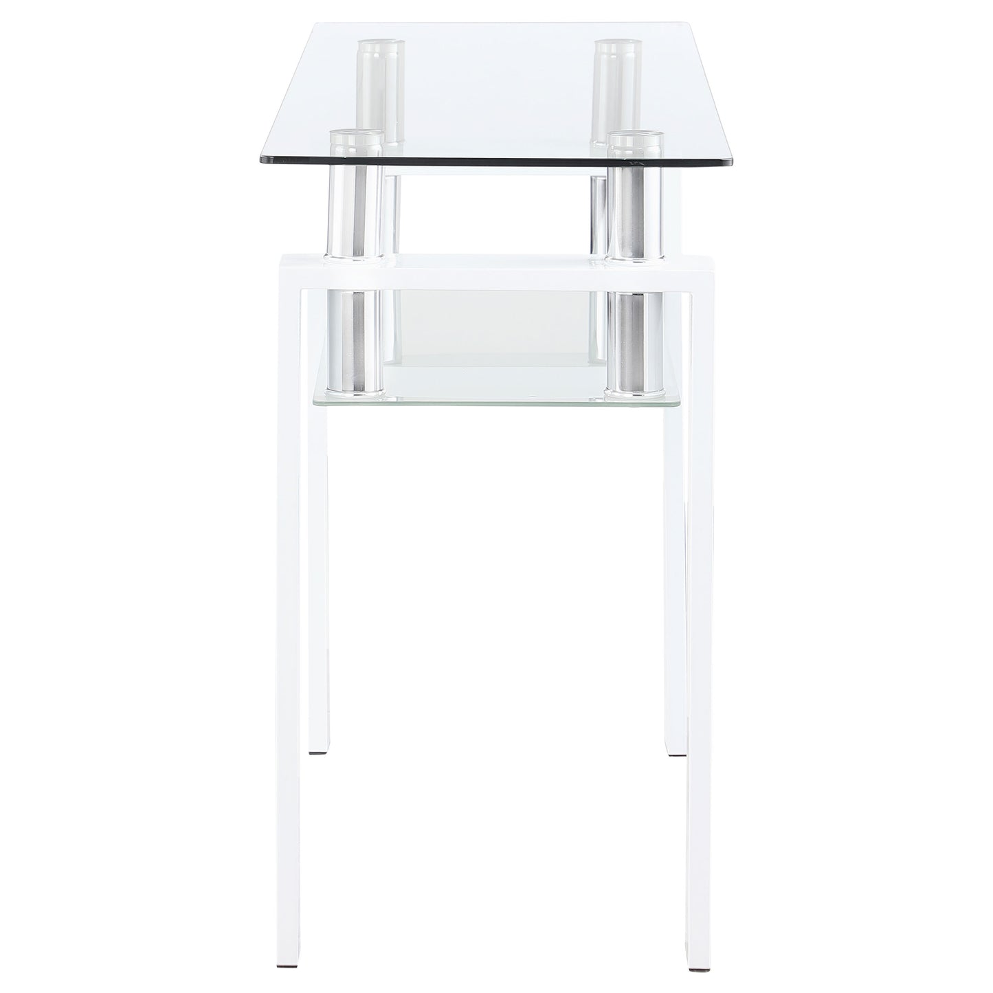 Dyer Rectangular Glass Top Entryway Sofa Console Table White