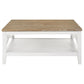 Hollis Square Wood Coffee Table With Shelf Brown and White