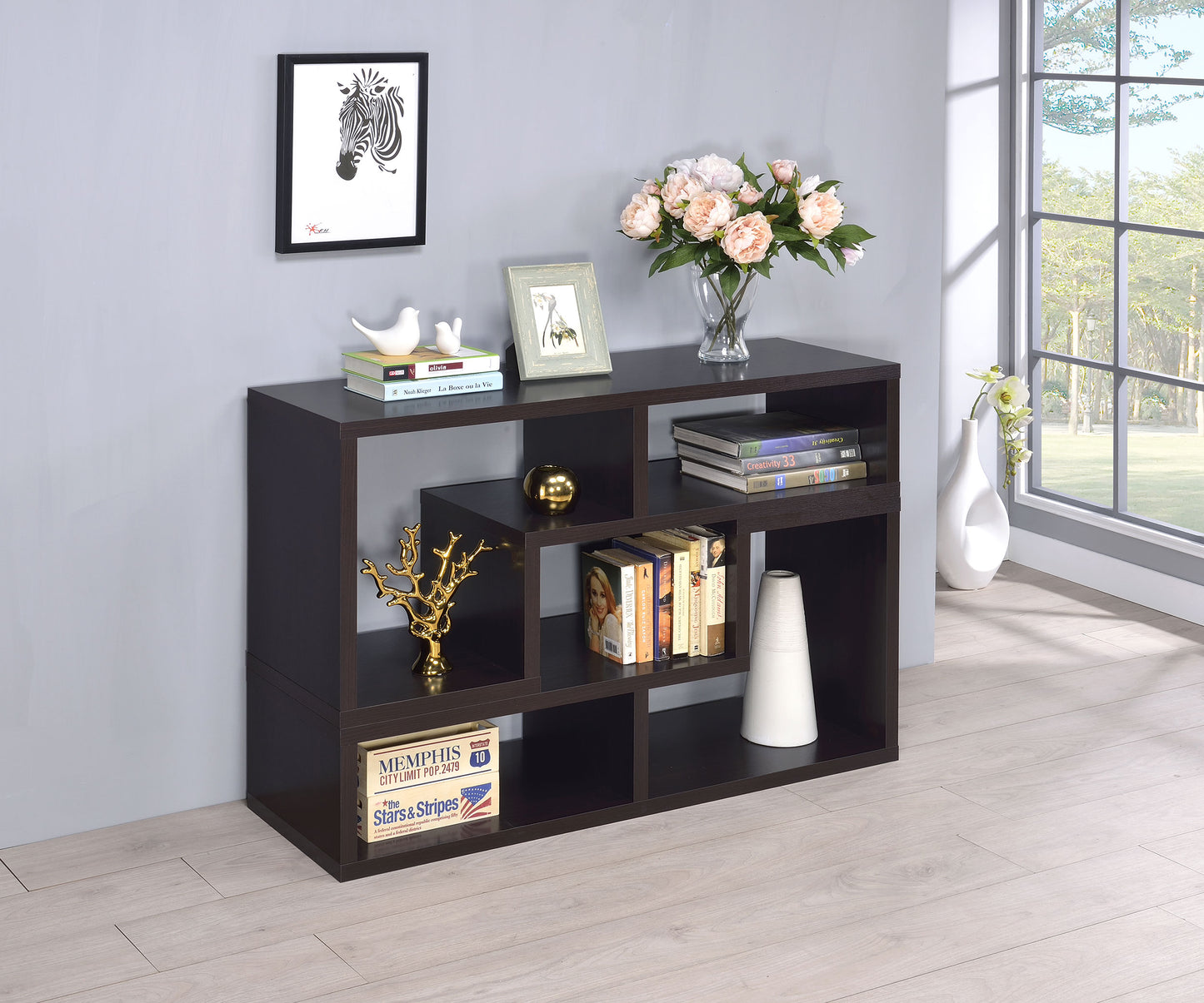 Velma Multipurpose TV Stand and Bookshelf Cappuccino