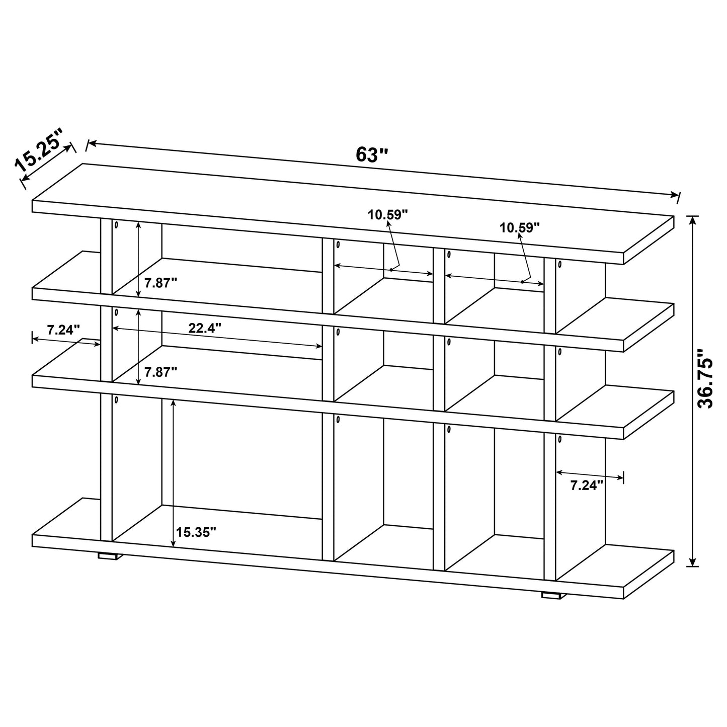 Santos 63-inch 3-shelf Console Bookcases Weathered Grey