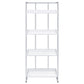 Ember 68-inch 4-shelf Bookshelf White High Gloss and Chrome