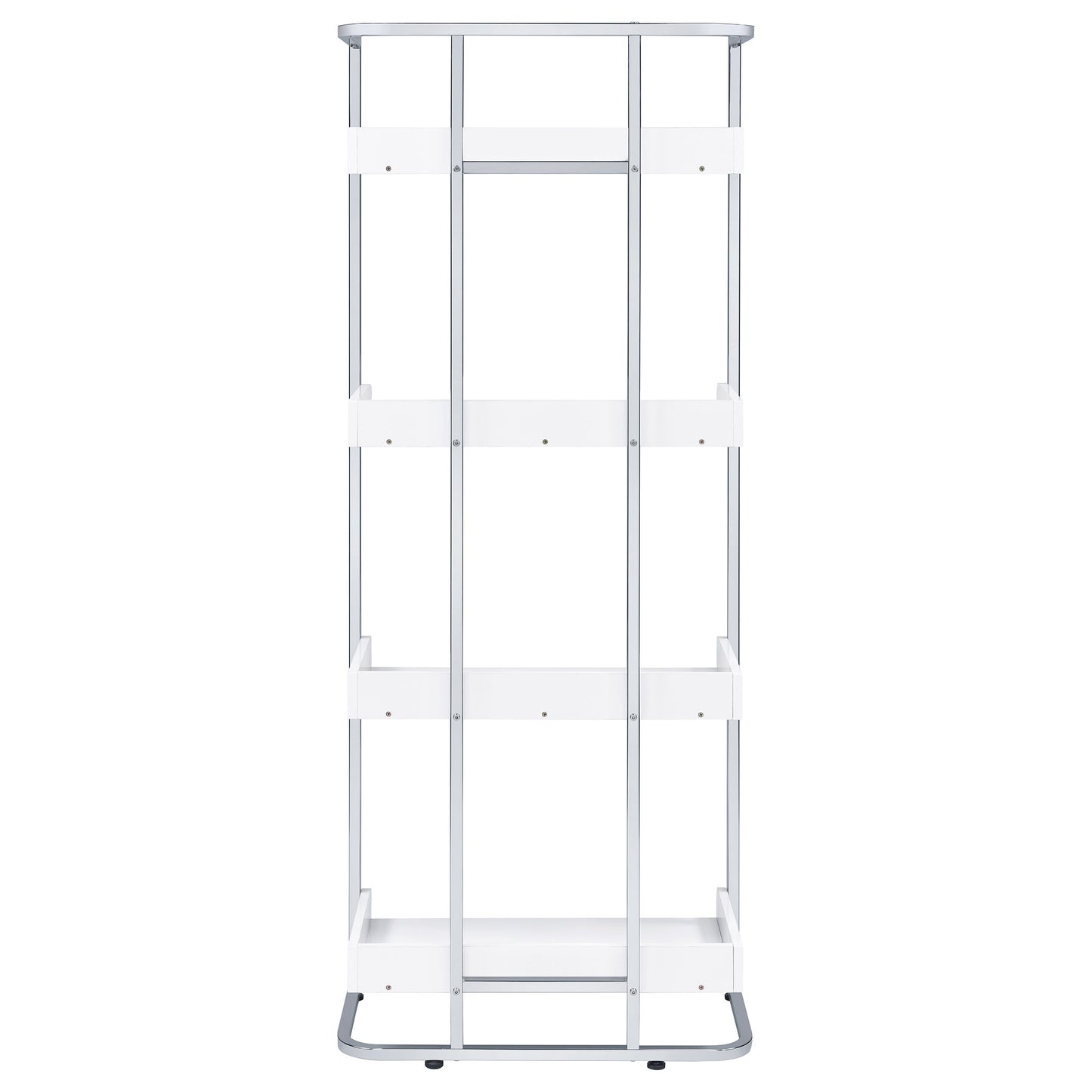 Ember 68-inch 4-shelf Bookshelf White High Gloss and Chrome