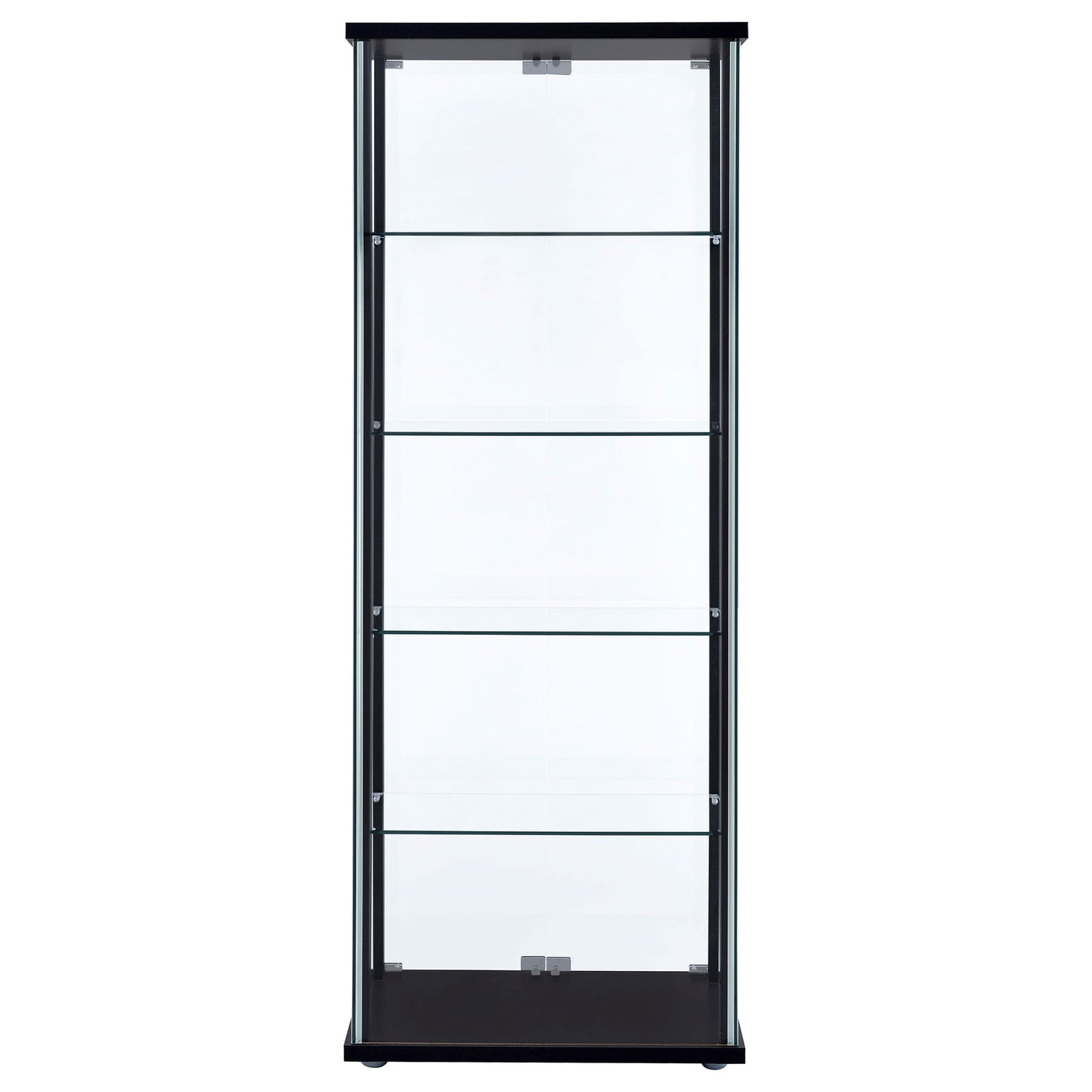 Delphinium 5-shelf Clear Glass Curio Display Cabinet Black