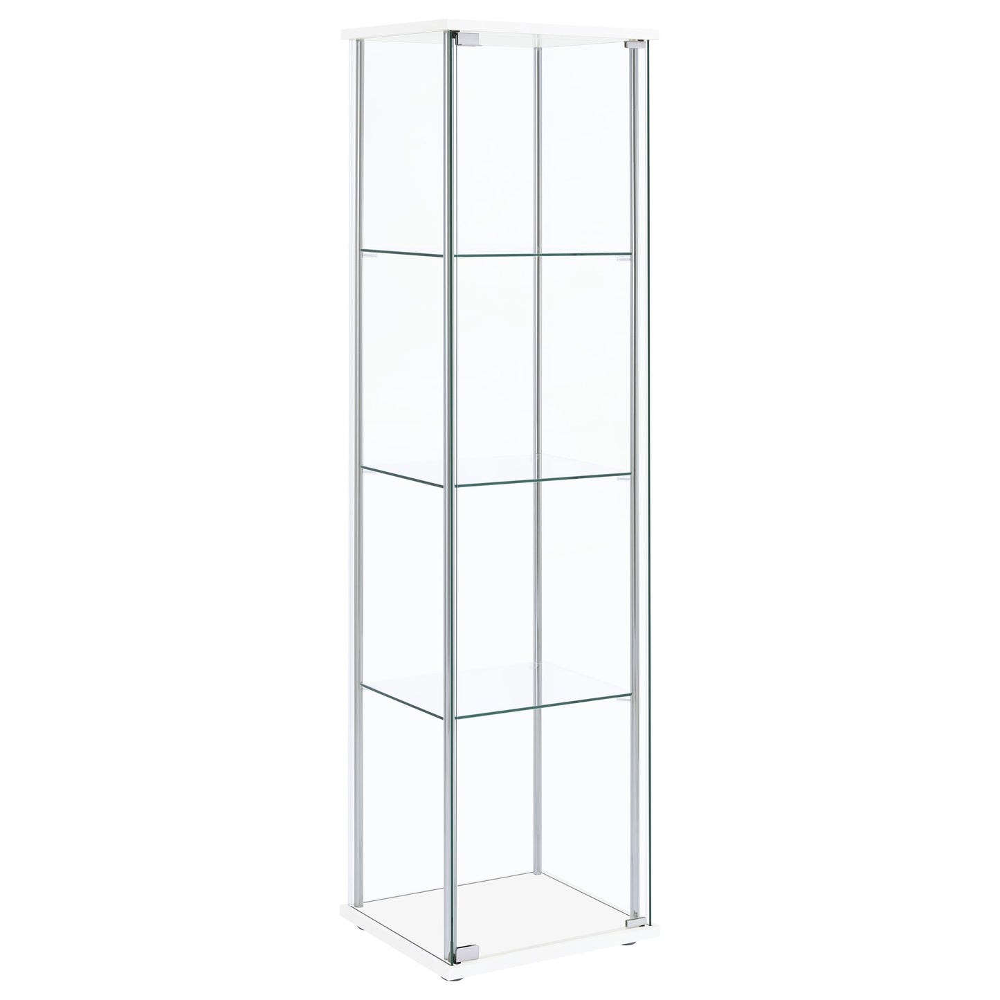 Bellatrix 4-shelf Clear Glass Curio Cabinet White