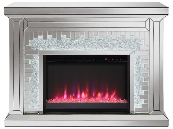 Gilmore Mirrored Freestanding Electric Fireplace Silver