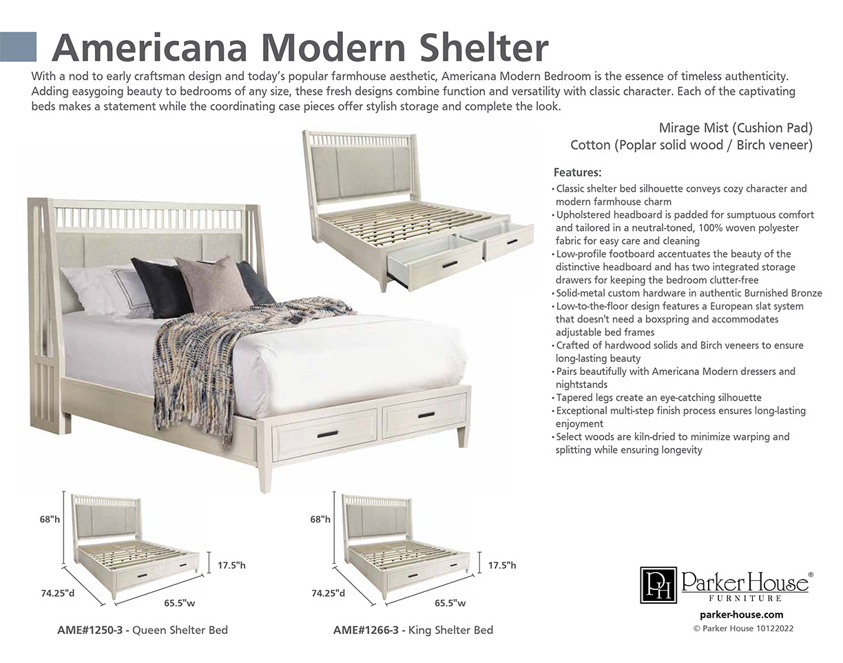 AMERICANA MODERN BEDROOM QUEEN 5/0 SHELTER BED (1250HB/1250FB/125066R)