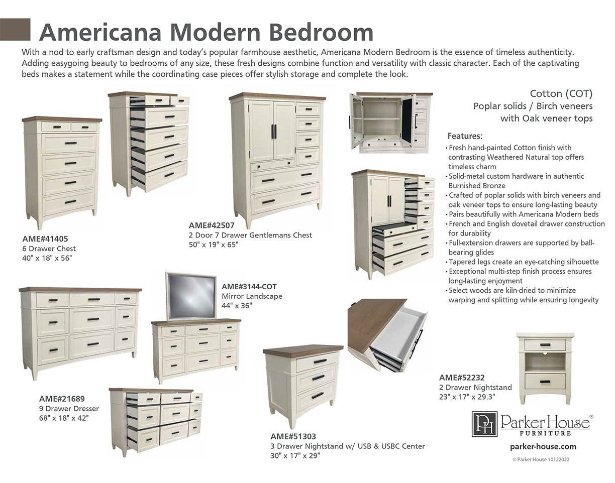 AMERICANA MODERN BEDROOM KING 6/6 SHELTER BED (1266HB/1266FB/125066R)