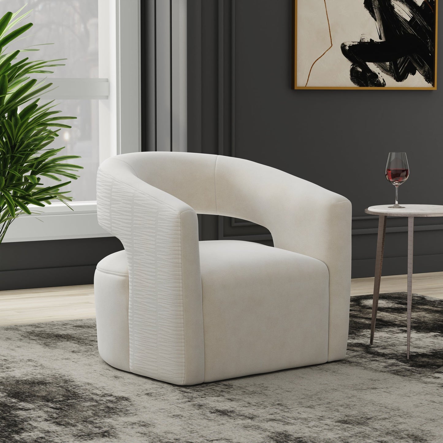 ORBIT - ELISE NATURAL OPEN BACK ACCENT SWIVEL CHAIR