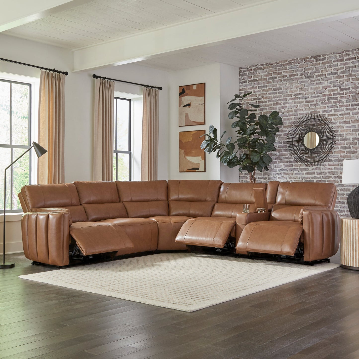 MODESTO - SABLE 6PC MODULAR POWER RECLINING SECTIONAL WITH POWER ADJUSTABLE HEADRESTS